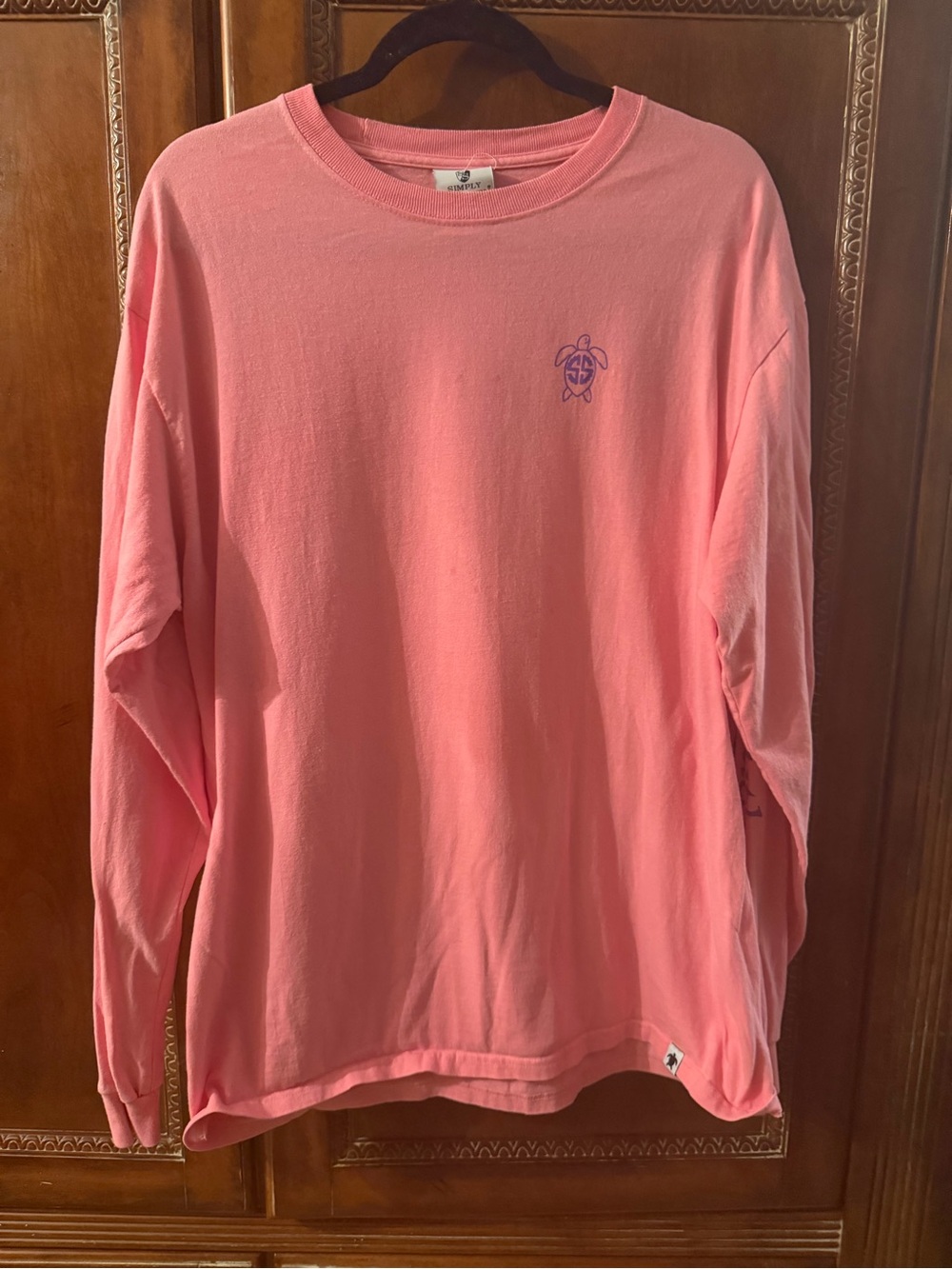 Simply Southern Pink Long Sleeve Tee with Small Turtle Logo